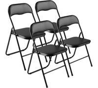 VEVOR Lot de 4 Chaises Pliantes Portables en Cuir avec Coussin Rembourré Noir