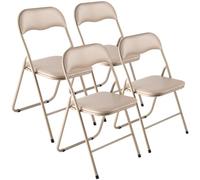 VEVOR Lot de 4 Chaises Pliantes Portables en Cuir avec Coussin Rembourré Kaki