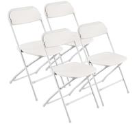VEVOR Lot de 4 Chaises Pliantes Portables, Chaise de Salle à Manger en Plastique avec Cadre en Métal, Sièges Empilables pour Intérieur et Extérieur, Maison, Cour, Jardin, Fêtes, Événements, Blanc