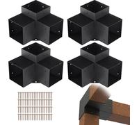 VEVOR Lot de 4 connecteurs de poteaux en plaques d'acier de 2 mm d'épaisseur Angle de poteau Pergola Connecteur d'angle en bois Structure de botte 90° Support d'angle Poutre en bois Pavillon Kit de fi