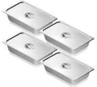 VEVOR Lot de 4 poêles d'hôtel, poêle à vapeur pleine grandeur avec fonction anti-bouchon et couvercle, poêle de table à vapeur en acier inoxydable de 0,8 mm d'épaisseur, poêle de table commerciale de