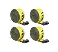 VEVOR Lot de 4 sangles de treuil, 10,2 cm x 9,1 m, capacité de charge de 2,721,6 kg, résistance à la rupture de 8 164,7 kg, sangles de camion avec crochet plat, contrôle de la cargaison pour remorques