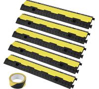VEVOR Lot de 5 rampes de protection de câbles à 2 canaux Pont de câbles en caoutchouc + PVC Pont de tuyaux 98 x 24 x 4,5 cm Protection anti-collision 5443 kg (par essieu) Capacité de charge Rampe de c