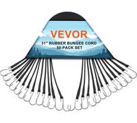 VEVOR Lot de 50 cordes élastiques plates, 19,8 mm bandes élastiques robustes avec crochets en S en acier, corde élastique de 31 pouces pour sécuriser les charges, les bâches dans les camions et les te