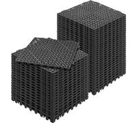 VEVOR Lot de 50 Dalles de Jardin Piscine 30x30x1,5 cm Noir Dalle Clipsable Ajourée Antidérapante en PVC Drainage Rapide Revêtements de Sol Extérieur Intérieur pour Terrasse Cuisine Spa Salle de Bain