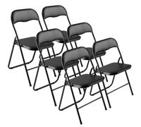 VEVOR Lot de 6 Chaises Pliantes Portables en Cuir avec Coussin Rembourré Noir