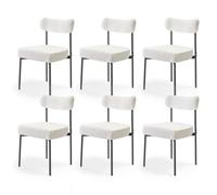 VEVOR Lot de 6 Chaises Salle à Manger Bouclettes, Ensemble Chaises de Cuisine Sherpa, avec Dossier Incurvé et Pieds en Métal, Meuble d’Appoint Moderne Peu Encombrant, pour Table à Manger, Blanc