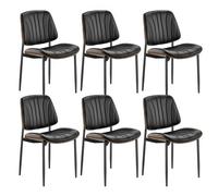 VEVOR Lot de 6 Chaises Salle à Manger Modernes, Ensemble Chaises de Cuisine en Cuir Rembourré, avec Coussins Épais et Pieds en Métal, Meuble d’Appoint Peu Encombrant, pour Table à Manger, Noir