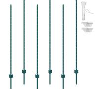VEVOR Lot de 6 Poteaux de Clôture Métal Piquets Robustes Jardin 182,88 cm Vert