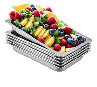 VEVOR Lot de 6 récipients Gastronorm - 53 x 32,5 x 6,5 cm (20,9 x 12,8 x 2,6 pouces) de profondeur Récipients GN pleine grandeur, capacité 8,5 L, acier inoxydable
