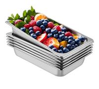 VEVOR Lot de 6 récipients GN - 53 x 32,5 x 10 cm (20,9 x 12,8 x 3,9 pouces) de profondeur Récipients de table vapeur pleine grandeur, capacité 13 L, en acier inoxydable