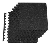 VEVOR Lot de 6 tapis de sol de gymnastique de 1,27 cm d'épaisseur, 61 x 61 cm en mousse EVA et caoutchouc avec dessus emboîtable avec couverture de 24 m², sol puzzle imperméable pour salle de sport, maison, garage, sous-sol