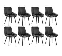 VEVOR Lot de 8 Chaises Salle à Manger, Ensemble Chaises de Cuisine Rembourrées en Tissu, avec Coussins Épais et Pieds en Métal, Meuble d’Appoint Moderne Peu Encombrant, pour Table à Manger, Noir