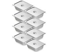 VEVOR Lot de 8 poêles d'hôtel, 1/2 taille poêle à vapeur anti-bourrage avec couvercle, poêle de table à vapeur en acier inoxydable de 0,8 mm d'épaisseur, poêle de table commerciale de 4 pouces de prof