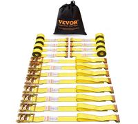 VEVOR Sangle à Cliquet Sans Fin Lot de 8 Sangles d'Arrimage E Résistance à la Rupture Maximale 1995,8 kg 0,05x4,6 m pour Sécuriser Cargaisons, Électroménagers, Équipement de Jardin, Moto, Déménagement