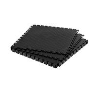 VEVOR Lot de 8 tuiles modulaires à encastrer, 513 x 513 x 5 mm, tapis antidérapants en PVC avec plaque diamantée pour atelier, entrepôt, noir