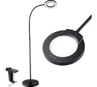 VEVOR Loupe de sol sur pied Loupe sur pied 5 fois avec lumière, loupe sur pied réglable en hauteur avec lumière, col de cygne flexible 12 W, LED 3 en 1 5 modes de couleur, lampe loupe pour la lecture