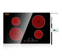 VEVOR LT4-77 Table de cuisson électrique en céramique intégrée 58,9 x 52,1 cm, table de cuisson radiante en verre 240 V avec contrôle tactile, minuterie et verrouillage enfant, 9 niveaux de puissance