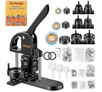 VEVOR Machine à Badge 25/32/58 mm 300 Pcs de Boutons Presse à Badges Noir, Découpe-cercle, Magic Book, Poignée Ergonomique, Boîtier en Plastique, pour DIY, Badge à Épingle, Aimanté, Porte-clés