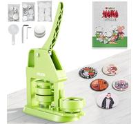 VEVOR Machine à Badge Bouton, 58 mm, Presse à Badges en Plastique avec 100 Kits de Badges, Cutter Circulaire, Clés Hexagonales, Poignée Ergonomique, pour DIY Personnalisation, Enfants et Adultes, Vert