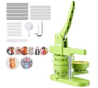VEVOR Machine à Badge Bouton, 75 mm, Presse à Badges en Plastique avec 100 Kits de Badges, Cutter Circulaire, Clés Hexagonales, Poignée Ergonomique, pour DIY Personnalisation, Enfants et Adultes, Vert