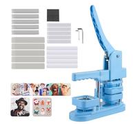 VEVOR Machine à Badges Carrés de 50 x 50 mm, Presse à Badges Épingles Personnalisés en Plastique, avec 100 Kits de Consommables et Clés, Poignée Ergonomique Robuste, pour DIY Épinglettes, Bleu