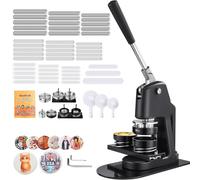 VEVOR Machine à Badges de 32/58/75 mm 3-en-1, Presse à Badges Épingles avec 300 Kits de Consommables, Coupe-cercle et Livre Magique, Poignée Ergonomique, pour DIY Épinglettes Personnalisées, Noir