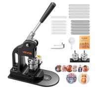 VEVOR Machine à Badges de 32 mm, Presse à Badges Épingles Personnalisés, pour DIY Épinglettes, avec 500 Kits de Consommables, Coupe-cercle, Clés Hexagonales et Livre Magique, Poignée Ergonomique, Noir