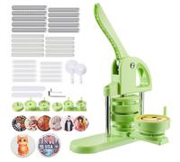 VEVOR Machine à Badges de 58/75 mm 2-en-1, Presse à Badges Épingles avec 200 Kits de Consommables, Coupe-cercle et Livre Magique, Poignée Ergonomique, pour DIY Épinglettes Personnalisées, Vert