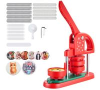 VEVOR Machine à Badges de 58 mm, Presse à Badges Épingles Personnalisés en Plastique, avec 100 Kits de Consommables, Coupe-cercle et Clés Hexagonales, Poignée Ergonomique, pour DIY Épinglettes, Rouge