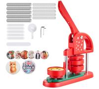 VEVOR Machine à Badges de 58 mm, Presse à Badges Épingles Personnalisés en Plastique, avec 100 Kits de Consommables, Coupe-cercle et Clés Hexagonales, Poignée Ergonomique, pour DIY Épinglettes, Rouge