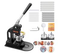 VEVOR Machine à Badges de 58 mm, Presse à Badges Épingles Personnalisés, pour DIY Épinglettes, avec 500 Kits de Consommables, Coupe-cercle, Clés Hexagonales et Livre Magique, Poignée Ergonomique, Noir