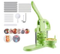 VEVOR Machine à Badges de 75 mm, Presse à Badges Épingles Personnalisés en Plastique, avec 100 Kits de Consommables, Coupe-cercle et Livre Magique, Poignée Ergonomique, pour DIY Épinglettes, Vert