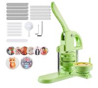 VEVOR Machine à Badges de 75 mm, Presse à Badges Épingles Personnalisés en Plastique, avec 100 Kits de Consommables, Coupe-cercle et Livre Magique, Poignée Ergonomique, pour DIY Épinglettes, Vert
