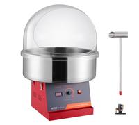 VEVOR Machine à Barbe à Papa 1000 W, Appareil à Barbe à Papa Commercial avec Couvercle Rouge, Bol en Acier Inoxydable, Cuillère à Sucre, Parfait pour Faire les Bonbons Fêtes Anniversaires Enfants