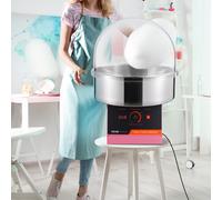 VEVOR Machine à Barbe à Papa Commerciale 1000 W avec Couvercle Rose pour Fête