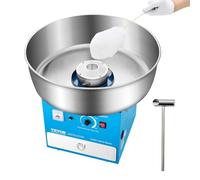 VEVOR Machine à barbe à papa électrique, 1000 W, appareil à barbe à papa commercial avec bol en acier inoxydable de 52 cm, cuillère à sucre et tiroir, pour anniversaire d'enfant, fête de famille, bleu