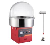 VEVOR Machine à Barbe à Papa Électrique 1000 W, Appareil à Barbe à Papa Commercial avec Couvercle Rouge, Bol en Acier Inoxydable, Cuillère à Sucre, Tiroir, pour Faire Bonbons Fête Anniversaire