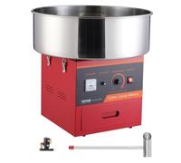 Machine à Barbe à Papa Électrique-VEVOR-Acier Inoxydable SUS201 de Qualité Alimentaire-51,8 x 51,8 x 48,5 cm-Charg 10 kg-Rouge