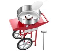 VEVOR Machine à barbe à papa électrique avec chariot, 1000 W, appareil à barbe à papa commercial avec bol en acier inox 52 cm, cuillère à sucre et tiroir, pour fêtes d'anniversaires d'enfants, rouge