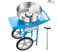 VEVOR Machine à barbe à papa électrique avec chariot, 1000 W, appareil à barbe à papa commercial avec bol en acier inox de 52 cm, cuillère à sucre et tiroir, pour fêtes d'anniversaires d'enfants, bleu