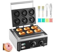VEVOR Machine à beignets électrique, 1550 W, appareil à donuts commercial avec surface antiadhésive, machine à gaufres chauffante double-face à 6 trous, 50-300 ℃, pour restaurant et usage domestique