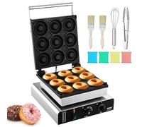 VEVOR Machine à beignets électrique, 2000 W, appareil à donuts commercial avec surface antiadhésive, machine à gaufres chauffante double-face à 9 trous, 50-300 ℃, pour restaurant et usage domestique