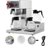 VEVOR Cafetière Filtre Commerciale Capacité 12 Tasses avec 3 Carafes en Verre