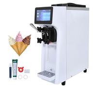 VEVOR Machine à Crème Glacée Commerciale 10 L/h 900 W 1 Saveur, Machine à Glace Italienne Trémie en Inox de 4 L, Pré-Réfrigération Automatique à Écran Tactile, pour Sundae Yaourt Café Snack-Bar