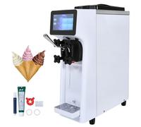 VEVOR Machine à Crème Glacée Commerciale 10 L/h 900 W 1 Saveur, Trémie en Inox de 4 L, Pré-Réfrigération Automatique à Écran Tactile, pour Sundae Yaourt Café Snack-Bar