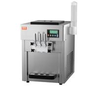 VEVOR Machine à Crème Glacée Commerciale 20 L/h 1800 W 3 Saveurs, Machine à Glace Italienne Trémie 2x4 L, Pré-Réfrigération, Nettoyage Automatique, pour Yaourt Café Snack-Bar Restaurant Supermarché