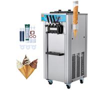 VEVOR Machine à Crème Glacée Commerciale 21-31 L/h 1500 W 3 Saveurs, Trémie 2x5,5 L, Autoportant, Pré-Réfrigération, Nettoyage Automatique, pour Yaourt Café Snack-Bar