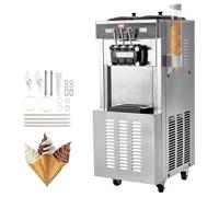 VEVOR Machine à Crème Glacée Commerciale 34-44 L/h 1850 W 3 Saveurs, Machine à Glace Italienne Trémie 2x9 L, Panneau LED, Utilisation à Un Seul Cylindre Disponible, Réfrigération de Nuit, Snack-Bar