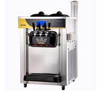 VEVOR Machine à Crème Glacée Molle 22-30 L/h Machine à Glace Molle Commerciale avec Trémie 2x6L Sorbetière à Glace Pré-Réfrigération 3 Saveurs Nettoyage en Un Clic pour Sundae Café Snack-Bar